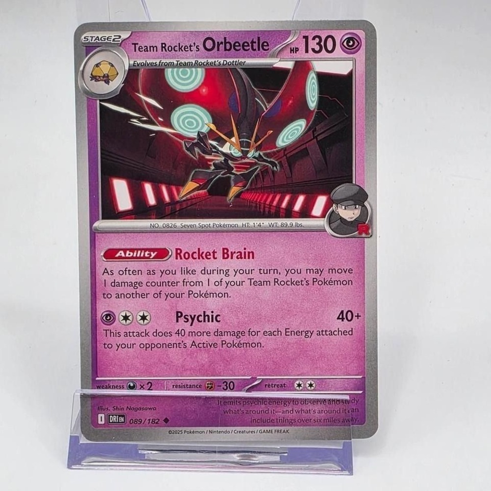 Pokemon Team Rocket's Orbeetle 089/182 Stage 2 Psychic Type 2025 Card